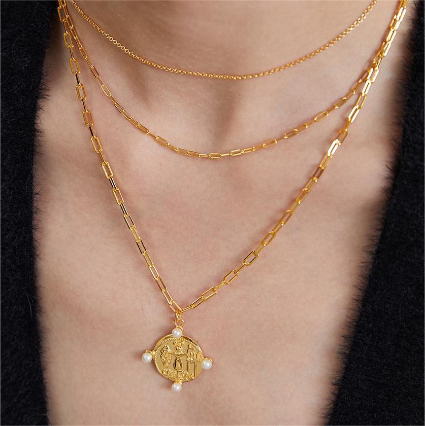 Caesar Pearl Coin Necklace