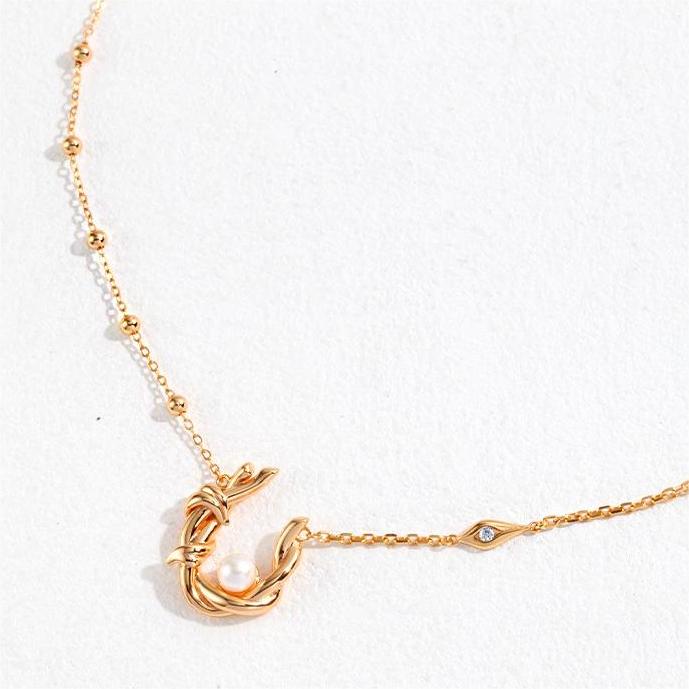 Wicker Branches Zircon Pearl Necklace