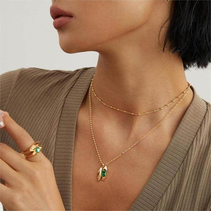 Aria Gold Green Zircon Necklace