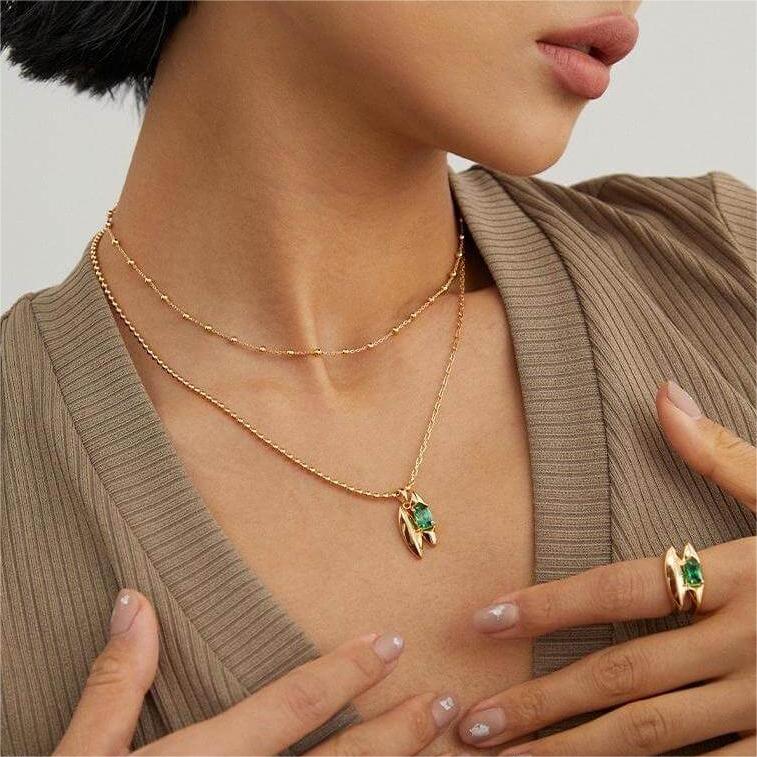 Aria Gold Green Zircon Necklace