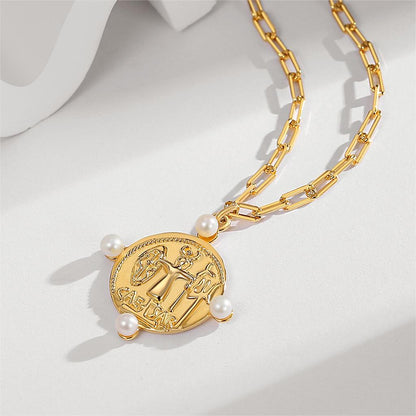 Caesar Pearl Coin Necklace