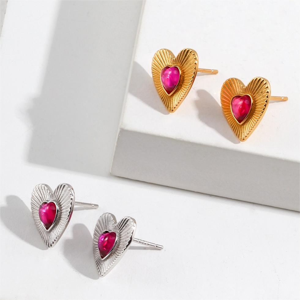 Sweet Nothing Heart Ruby Earrings