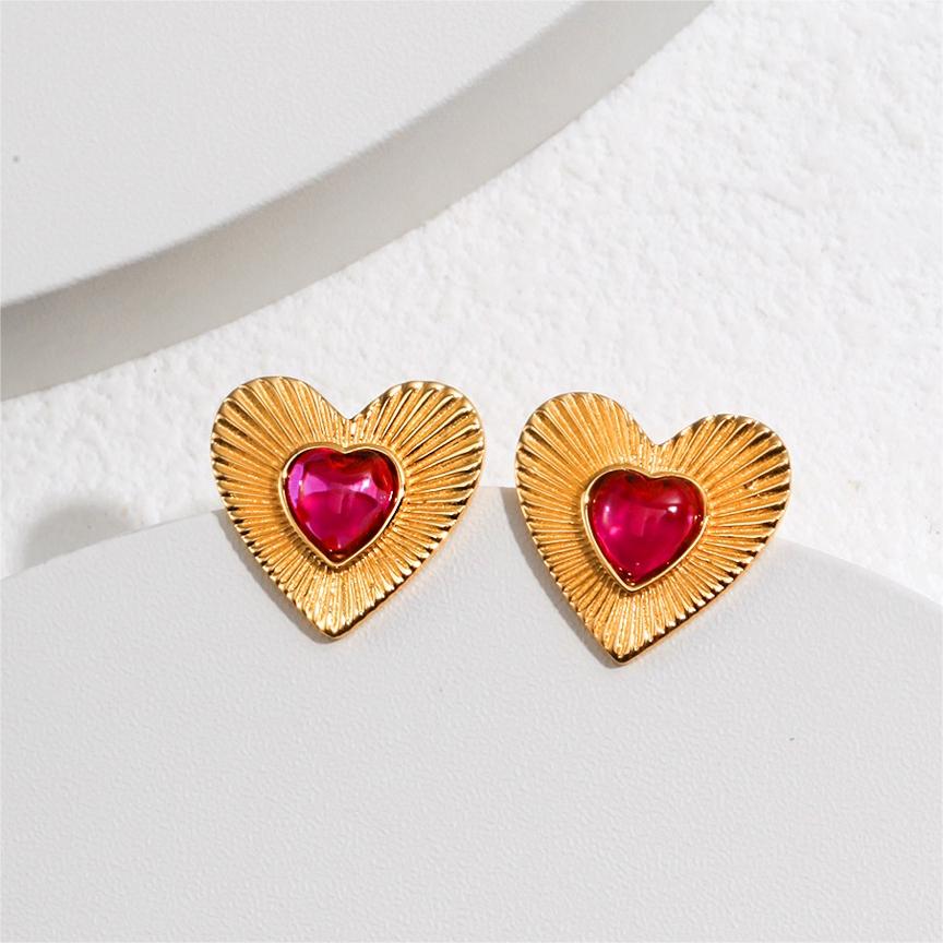 Sweet Nothing Heart Ruby Earrings